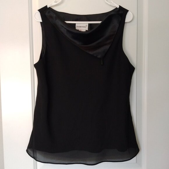 Fashion Bug Tops - Fashion Bug Women's Black Sleeveless Layered Blouse Size 16